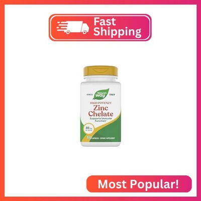 Nature's Way Zinc Chelate, Zinc Supplements, Supports Immune Function*, 30 mg pe