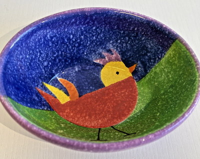 Vietri Campagna Gallina Rooster/Chicken Olive Oil/Condiment Bowl