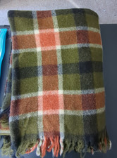 Faribo Blanket Throw Wool Plaid Green Black 50 x 64 Fairbault USA 3  Fringe