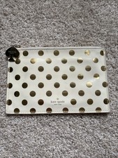 KATE SPADE NEW YORK GOLD POLKADOT PENCIL CASE POUCH