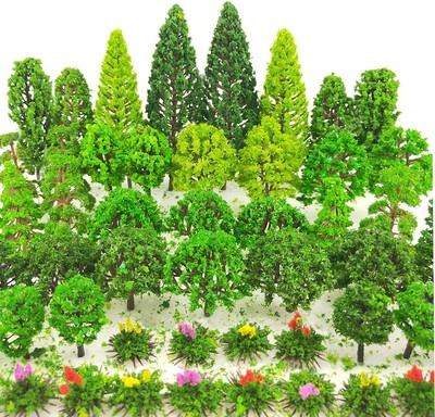 Tazimi 60 Pieces Model Trees 1.36-6 inch Mixed Tree Train Scenery... 