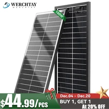 100 Watt Solar Panel Bifacial 12V Home PV Power Off-Grid RV Camper System Carava