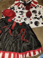 Girl's 3-Piece Size Medium About 10 Creepy Clown Halloween Costume        