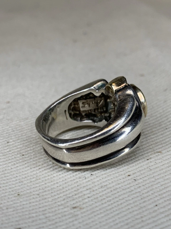 Anillo de plata de ley 925 y oro de 14k con bisel conjunto cromo turmalina talla 5,75 Foto 4 de 4