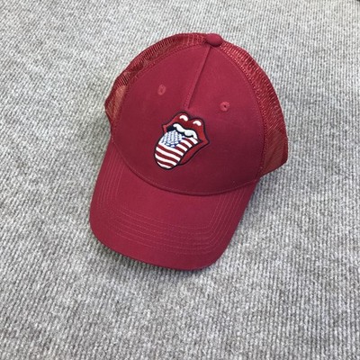 Lucky Brand Hat Cap Snap Back Mens One Size Red Rolling Stones USA Flag Trucker