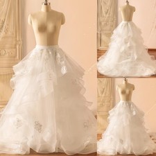 Classic Wedding Detachable Train Bridal Lace Applique Removable Train Overskirt