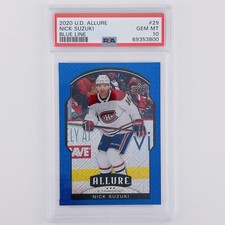 Nick Suzuki Blue Line 14/35 PSA 10 💎 2020-21 UD Allure Montreal Jersey # 2nd Yr