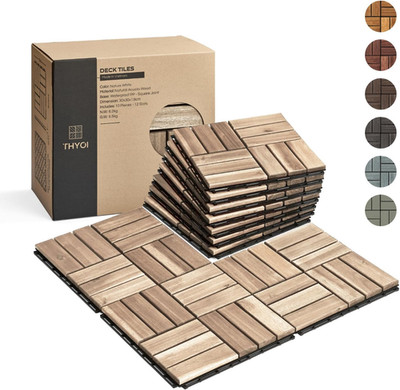 Premium Deck Tiles, Patio Flooring - Outdoor Waterproof Acacia Wood Tiles for Al