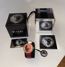 Versace Versus Women's Red Gold Brick Lane Quartz Leather Strap Watch VSP214118