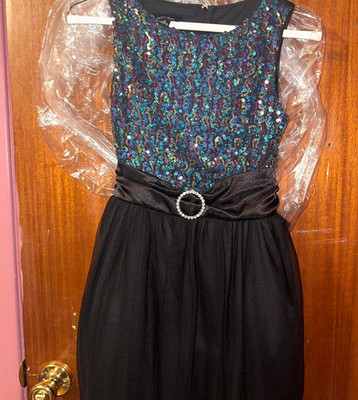Amy's Closet-Black and Rainbow Sequins Dress