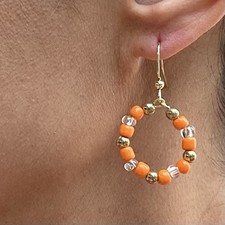 Orange Hoop Earrings Hypoallergenic beaded Small Hoops Earrings For Women