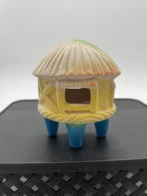 Vintage Ceramic Tiki Hut Aquarium Ornament Fish Tank Decor Cave Japan Style
