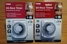 2 X Prime 24-Hour Timer Indoor Repeats daily Easy to use!  Lights and Security