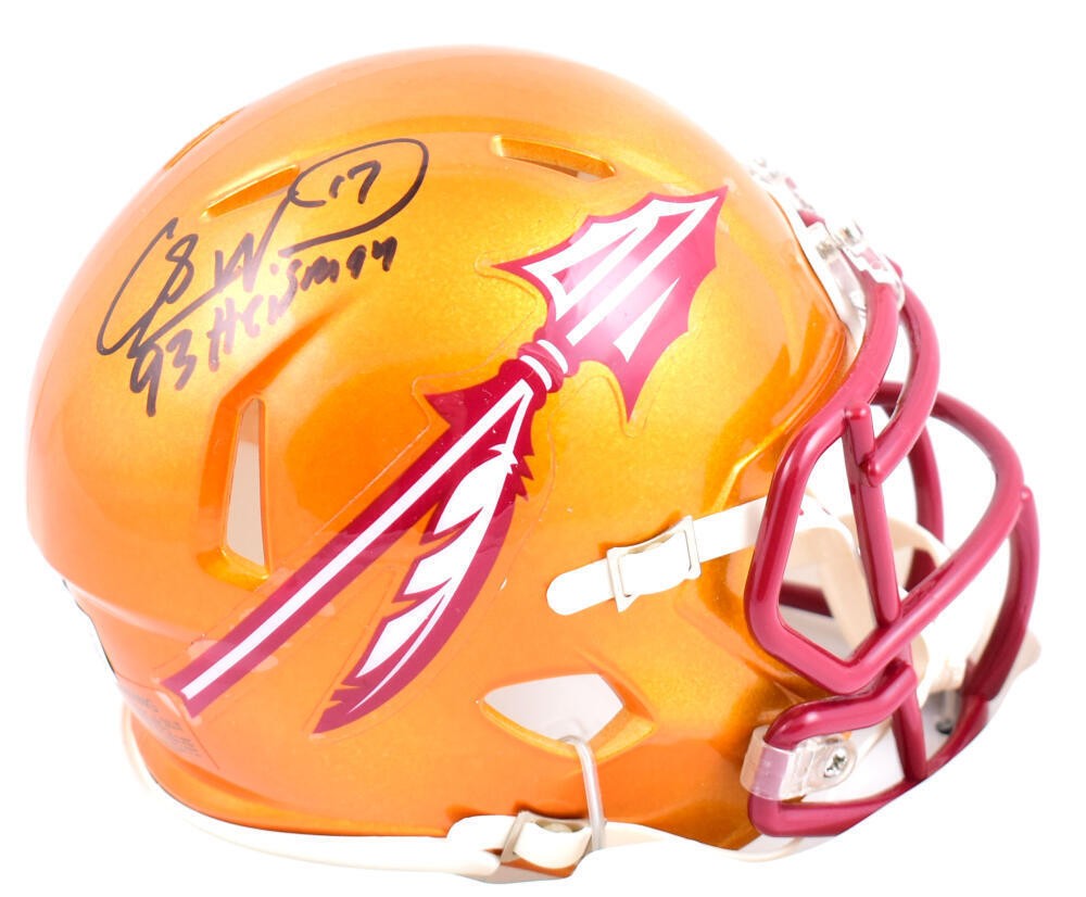 Charlie Ward Autographed Signed Florida State Seminoles Florida State Flash Speed Mini Helmet w/93 Heisman-Beckett W 