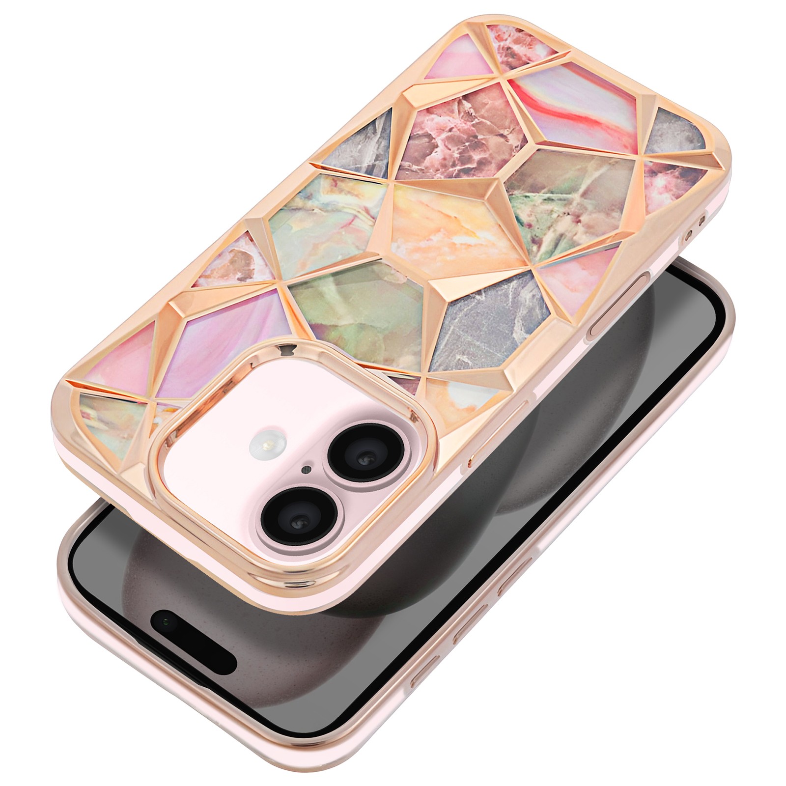 Coque iPhone 16 antichoc dorée Avizar Twinki idéale pour sublimer vos soirées et sorties