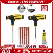 Car Tubeless Tyre Tire Puncture Repair Plug Repair Kits Needle Patch Fix Tools Y