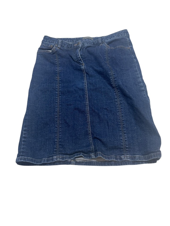 Jacqui E Womens Blue Denim Jean Skirt Size 12 Good Condition