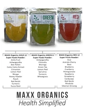 MAXX Organics 3 Pack GREEN GOLD REDS SUPERFOODS POWDER Compare Balance of Nature