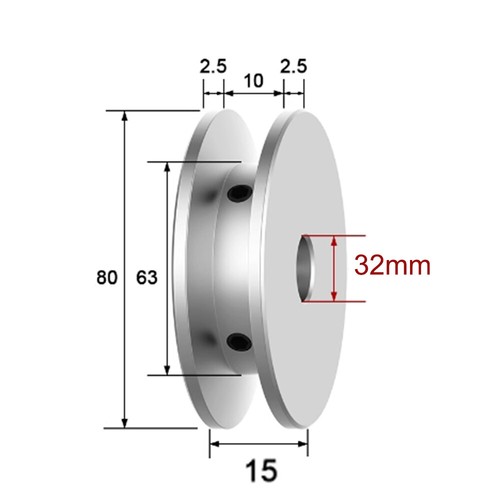 Aluminum Keilriemenscheibe Rillenbreite 10mm Antriebs Riemenscheibe Ø40mm-80mm - Picture 53 of 53