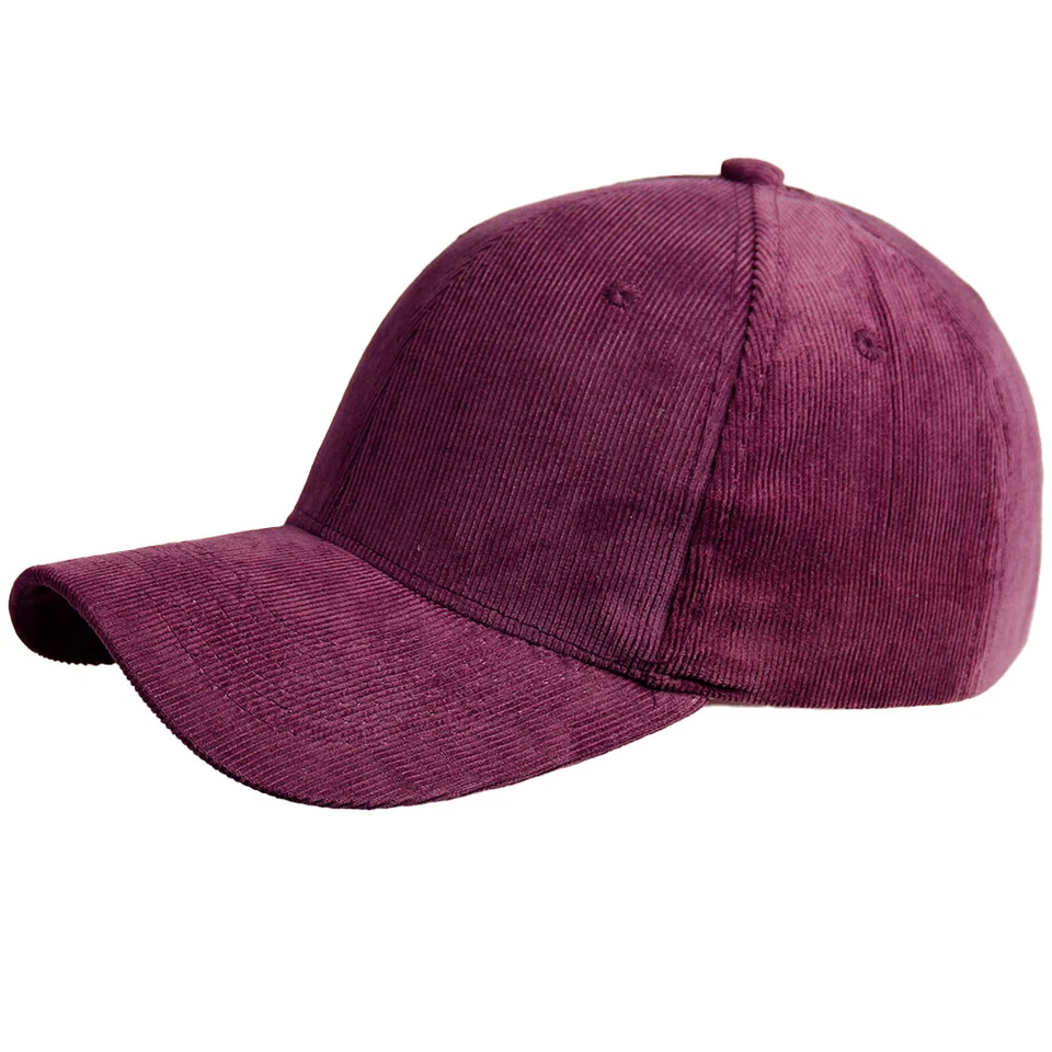 Gorra de béisbol de pana sombrero de papá ajustable suave vintage curvado billete liso clásico Foto 3 de 4