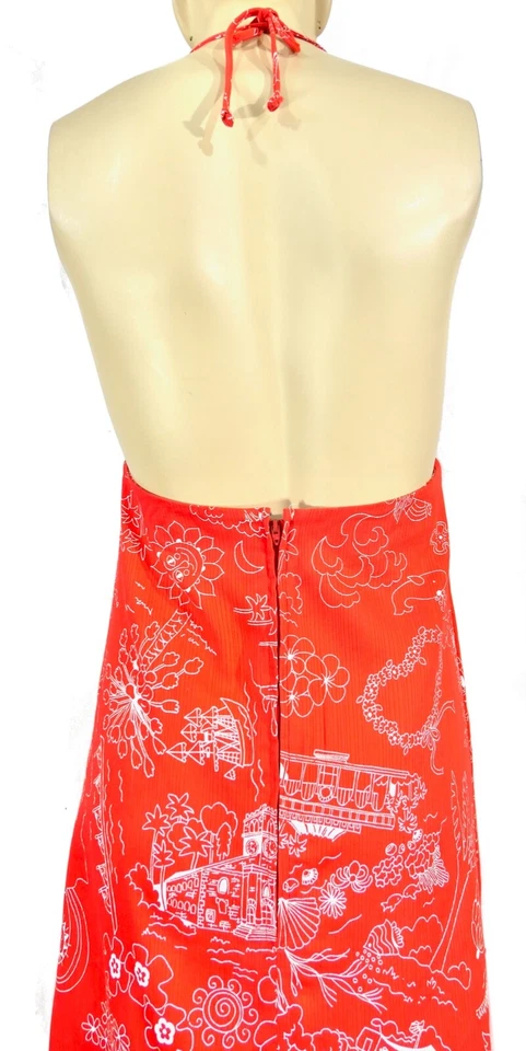 Maxi Vestido Hawaiano De Colección Marshall Field Company Young Chicago Ropa Deportiva 26" Busto Foto 3 de 4