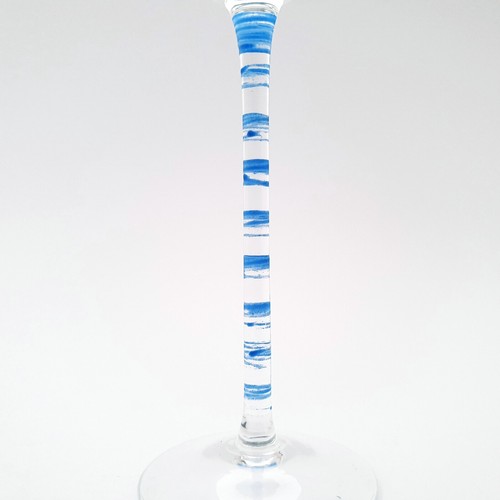 Art Nouveau / Art Decò - Bicchiere da liquore con rigidità trasversali smaltate blu. - Foto 4 di 5