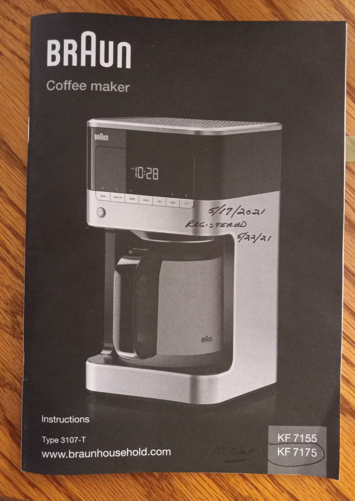 Braun+KF7175+BrewSense+Drip+Coffee+Maker+with+Thermal+Carafe+10+Cup