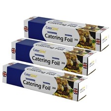 3  X Premium Aluminium Catering Kitchen Tin Foil Wrapping 60M x 30cm With Cutter
