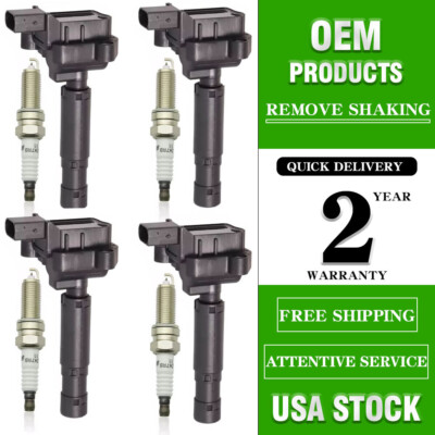  4X Ignition Coil + 4X Spark Plugs For Mercedes-Benz C250 SLK250 1.8L L4 UF658