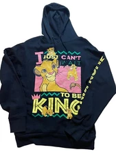 Disney The Lion King Hoodie Unisex Small Simba Art Black Pullover Hipster