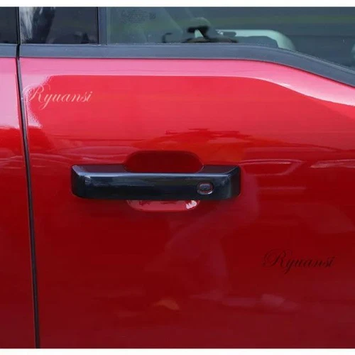 Gloss Black Door Handle Covers Trim For 2021-25 Ford F150 F-150 w/ Smartkey Hole
