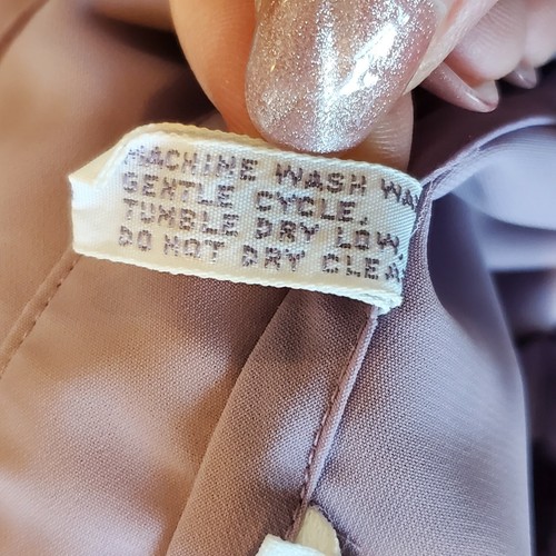 Blusa Secretaria Vintage Lila Púrpura Transparente Manga Larga Encaje Perlas Talla Mediana - Imagen 11 de 11