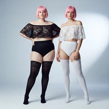 SEXY Lace Top 40 60 100 DEN Hold-Ups Stockings many colours  M-XXXXL plus size