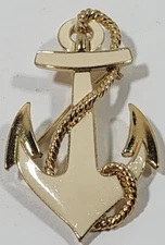 Trifari White Enamel Anchor Pin