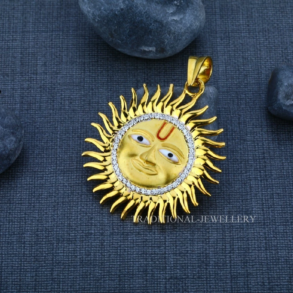 Sun design deals gold pendant