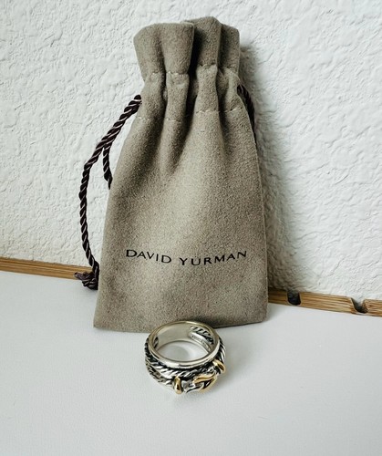 David Yurman Sterling Silver .925 & 18K/750 Yellow Gold Buckle Crossover Ring