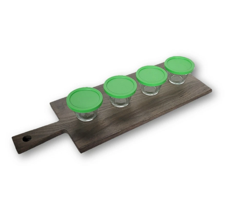 LIBBEY 4 RECIPIENTES DE ALMACENAMIENTO DE VIDRIO RAMEKIN INCLUIDOS CON TABLA DE CORTAR PARA SERVIR Foto 4 de 4