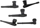 Dark Ebony Wooden Smoking Pipes Tobacco Dry Herb Small Assorted Pattern