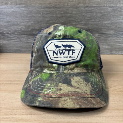 National Wild Turkey Federation Hat Cap Strap Back Brown Green Camo Hunting NWTF