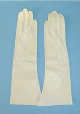 Vintage White Leather 11" Womens Gloves  Size 6.5  made in Italy  NOS