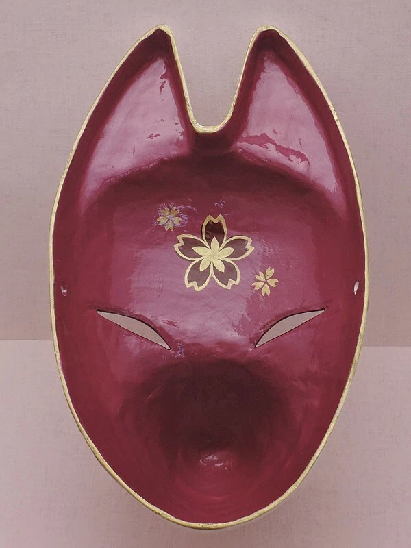Komendo Full Face Fox Kitsune Mask CHIYO-ZAKURA Reg.Size Hand Made Painted Japan - Image 4 of 4