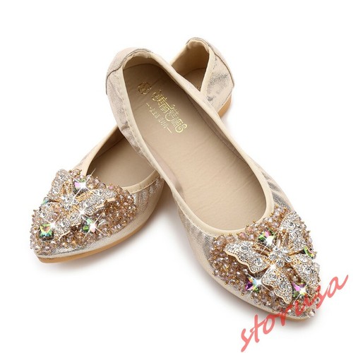 Womens Rhinestone Pointy Toe Shiny Shoes Slip on Loafers Flats moccasin Shoes sz - Bild 1 von 15