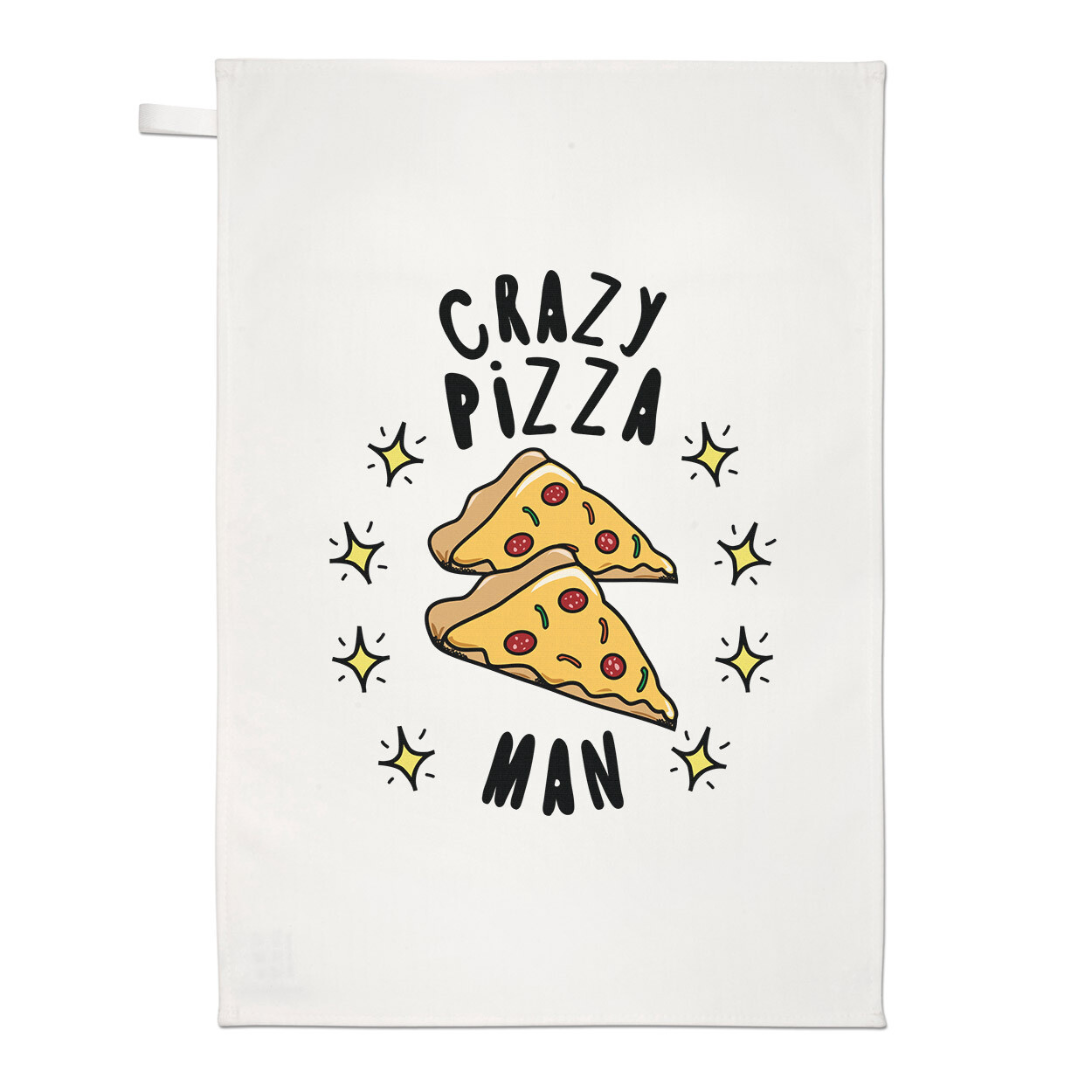 Crazy Pizza Man Stars Tea Towel Dish Cloth Fast Food Funny Joke