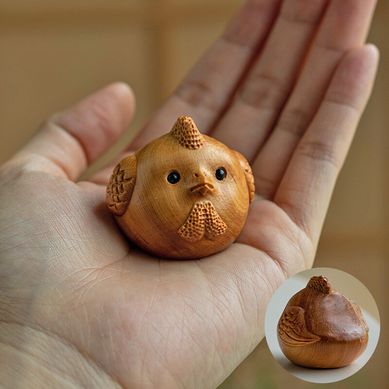 New Cliff Cypress Wood Carved Figurine Home Desktop Decoration Statue Animal Toy