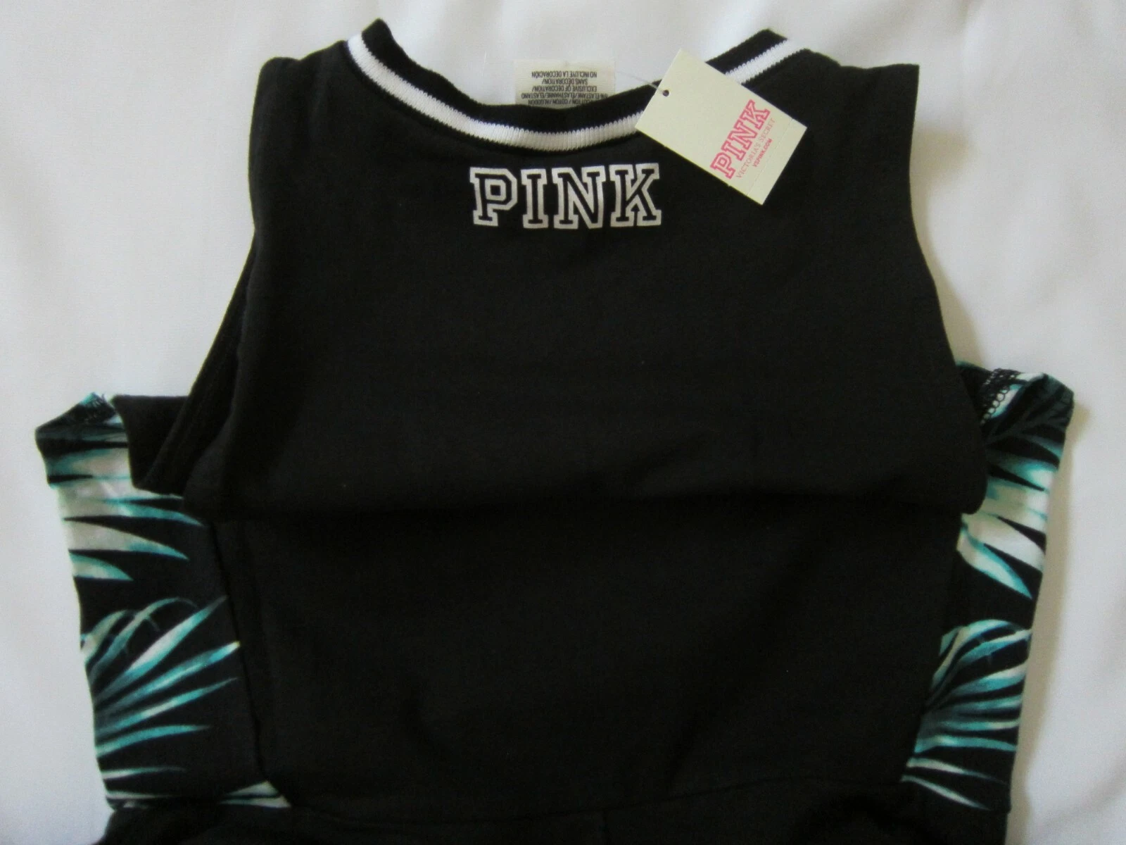 UNDERCOVER Abito mini skater Victoria Secret rosa NERO palma tropicale LOGO XS SVASATO COPRICOSTUME