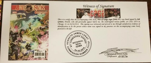 War of Kings: Saga (2009) #1 SIGNED Adi Granov Notarized Witness of Signature - Picture 7 of 7