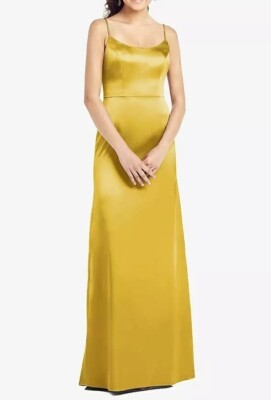 Thread Bridesmaid Size 2 Slim Spaghetti Strap V back Trumpet Gown Formal Dress