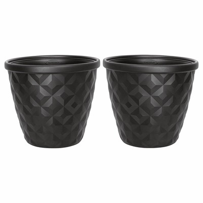 Suncast 16 Inch Pinehurst Decorative Resin Garden Pot Planter (2 Pack), Black 44365026275 | eBay