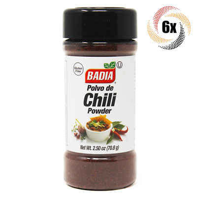 6x Shakers Badia Chili Powder Seasoning | 2.5oz | Kosher Gluten & MSG Free
