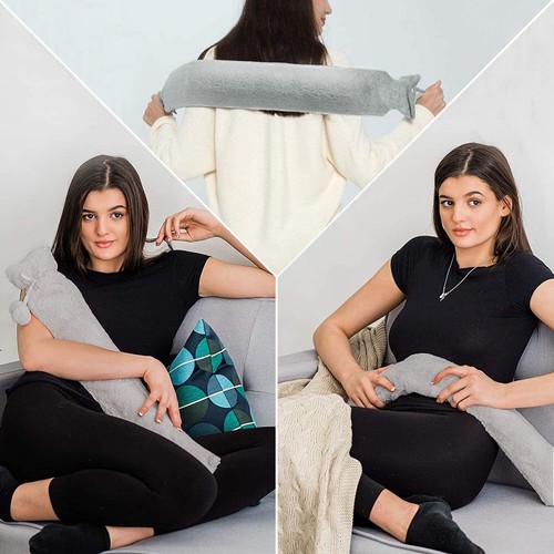 Extra Long Hot Water Bottle & Removable Faux Fur Cover 76cm 2L Warming Bag - Picture 4 of 28